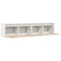 Armario de pared 2 uds madera maciza de pino blanco 80x30x35 cm