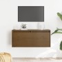 Armario de pared madera maciza de pino marrón miel 80x30x35 cm