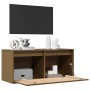 Armario de pared madera maciza de pino marrón miel 80x30x35 cm