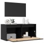 Armario de pared de madera maciza de pino negro 80x30x35 cm