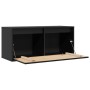 Armario de pared de madera maciza de pino negro 80x30x35 cm
