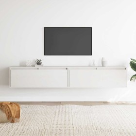 Armario de pared 2 uds madera maciza de pino blanco 100x30x35cm