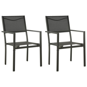 Garden chairs 2 units steel and textilene black and anthracite by vidaXL, Garden chairs - Ref: Foro24-313077, Price: 89,06 €,...