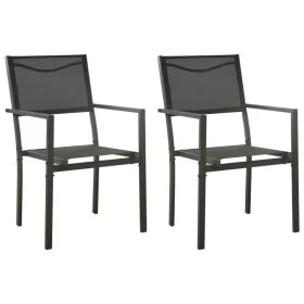 Garden chairs 2 units steel and textilene black and anthracite by vidaXL, Garden chairs - Ref: Foro24-313077, Price: 86,07 €,...