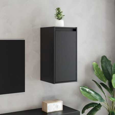 Armarios de pared 2 uds madera maciza de pino negro 30x30x60 cm