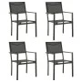 Sillas de jardín 4 unidades acero y textilene negro y antracita de vidaXL, Sillas de jardín - Ref: Foro24-313078, Precio: 178...