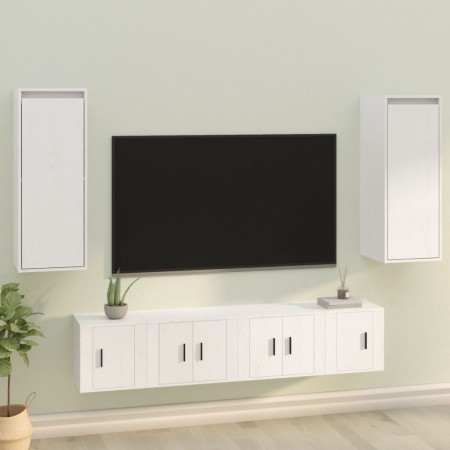 Armario de pared 2 uds madera maciza de pino blanco 30x30x80 cm