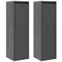Armarios de pared 2 uds madera maciza pino gris 30x30x100 cm