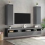 Armarios de pared 2 uds madera maciza pino gris 30x30x100 cm