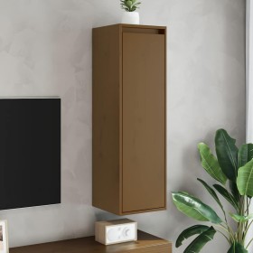 Armarios de pared 2 uds madera de pino marrón miel 30x30x100 cm