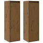 Armarios de pared 2 uds madera de pino marrón miel 30x30x100 cm