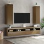 Armarios de pared 2 uds madera de pino marrón miel 30x30x100 cm