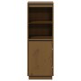 Aparador alto de madera maciza de pino marrón miel 37x34x110 cm