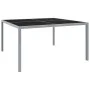 Gray steel and glass garden table 130x130x72 cm by vidaXL, Garden tables - Ref: Foro24-313086, Price: 172,07 €, Discount: %