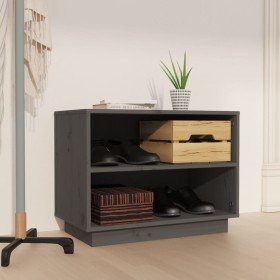 Armario zapatero de madera maciza de pino gris 60x34x45 cm Armario zapatero de madera maciza de pino gris 60x34x45 cm