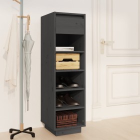Mueble zapatero de madera maciza de pino gris 30x34x105 cm Mueble zapatero de madera maciza de pino gris 30x34x105 cm