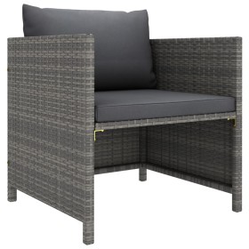 Sofá de jardín con cojines ratán sintético gris de vidaXL, Sofás modulares de exterior - Ref: Foro24-313496, Precio: 55,82 €,...