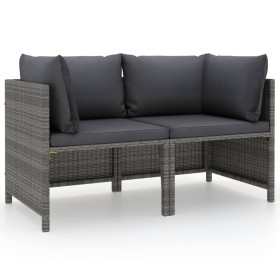 2-seater garden sofa with grey synthetic rattan cushions by vidaXL, Modular outdoor sofas - Ref: Foro24-313498, Price: 139,61...