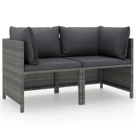 2-seater garden sofa with grey synthetic rattan cushions by vidaXL, Modular outdoor sofas - Ref: Foro24-313498, Price: 138,13...