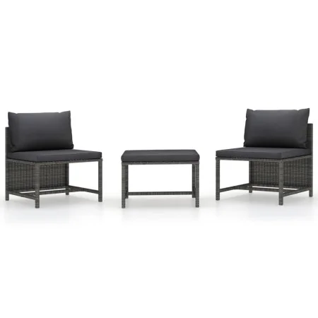Set de sofás de jardín 3 piezas y cojines ratán sintético gris by vidaXL, Modular outdoor sofas - Ref: Foro24-313500, Price: ...