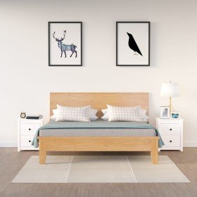 Mesitas de noche 2 uds madera maciza pino blanca 50x35x61,5 cm Mesitas de noche 2 uds madera maciza pino blanca 50x35x61,5 cm