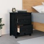 Mesita de noche madera maciza de pino negra 50x35x61,5 cm