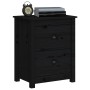 Mesita de noche madera maciza de pino negra 50x35x61,5 cm