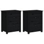 Mesitas de noche 2 uds madera maciza de pino negra 50x35x61,5cm