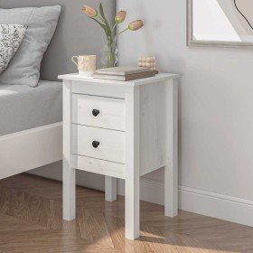 Mesita de noche madera maciza de pino blanco 40x35x61,5 cm Mesita de noche madera maciza de pino blanco 40x35x61,5 cm