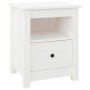 Mesita de noche madera maciza de pino blanco 40x35x49 cm