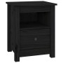 Mesita de noche madera maciza de pino negra 40x35x49 cm