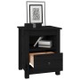 Mesita de noche madera maciza de pino negra 40x35x49 cm