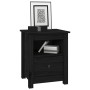 Mesita de noche madera maciza de pino negra 40x35x49 cm