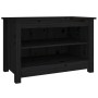 Banco zapatero madera de pino maciza negro 70x38x45,5 cm