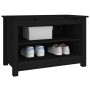 Banco zapatero madera de pino maciza negro 70x38x45,5 cm