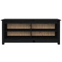 Banco zapatero madera maciza de pino negro 110x38x45,5 cm