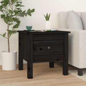 Mesa auxiliar de madera maciza de pino negro 40x40x39 cm Mesa auxiliar de madera maciza de pino negro 40x40x39 cm