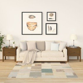 Mesa auxiliar 2 uds madera maciza pino marrón miel 50x50x49 cm Mesa auxiliar 2 uds madera maciza pino marrón miel 50x50x49 cm