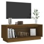 Mueble de TV madera maciza de pino marrón miel 90x35x35 cm