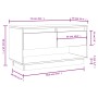 Mueble de TV de madera maciza de pino negro 74x34x40 cm