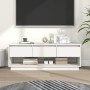 Mueble de TV de madera maciza de pino blanco 110,5x34x40 cm