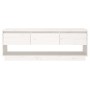 Mueble de TV de madera maciza de pino blanco 110,5x34x40 cm
