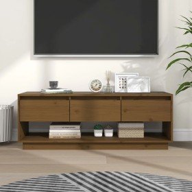 Mueble de TV madera maciza de pino marrón miel 110,5x34x40 cm en Muebles TV | Comprar online en Foro24
