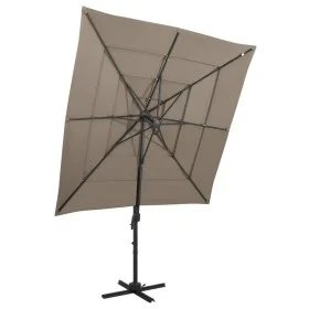 4-tier umbrella with taupe gray aluminum pole 250x250 cm by vidaXL, Umbrellas - Ref: Foro24-313823, Price: 193,08 €, Discount: %