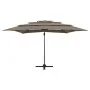 4-stufiger Regenschirm mit taupegrauer Aluminiumstange 250x250 cm von vidaXL, Sonnenschirme - Ref: Foro24-313823, Preis: 192,...
