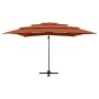 4-tier parasol with terracotta aluminum pole 250x250 cm by vidaXL, Umbrellas - Ref: Foro24-313825, Price: 144,29 €, Discount: %