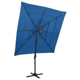 Sombrilla de 4 niveles con poste de aluminio azul 250x250 cm de vidaXL, Sombrillas - Ref: Foro24-313827, Precio: 193,08 €, De...