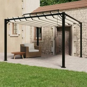 Gazebo with cream fabric and aluminum slatted roof 3x3 m by vidaXL, Tents and gazebos - Ref: Foro24-313924, Price: 599,62 €, ...