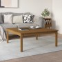 Mesa de centro madera maciza de pino marrón miel 100x100x40 cm