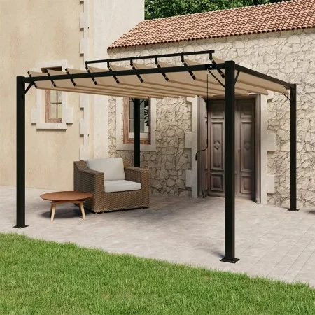Gazebo with taupe fabric and aluminum slatted roof 3x3 m by vidaXL, Tents and gazebos - Ref: Foro24-313925, Price: 573,41 €, ...